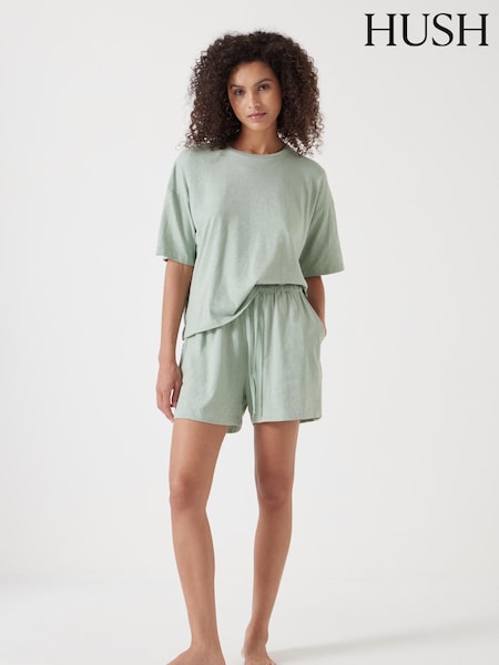 Hush Green 100% Cotton Darian Jersey Short Pyjama Set (F67369) | £50