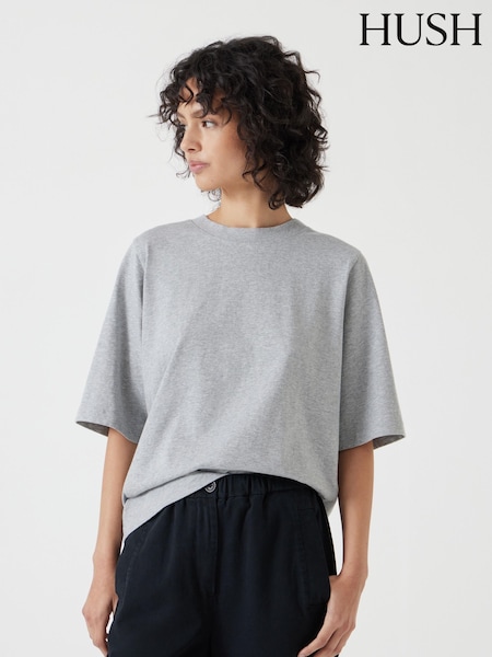 Hush Grey Romina Heavyweight 100% Cotton T-Shirt (F67375) | £35