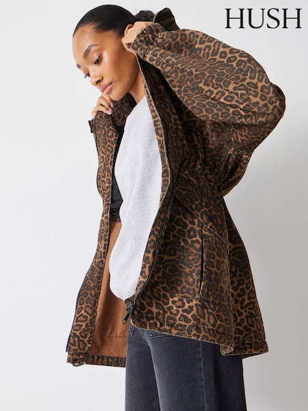 Hush Animal Print 100% Cotton Utility Parka Jacket (F67378) | £135