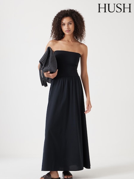 Hush Black 100% Cotton Tube Maxi Dress (F67383) | £85