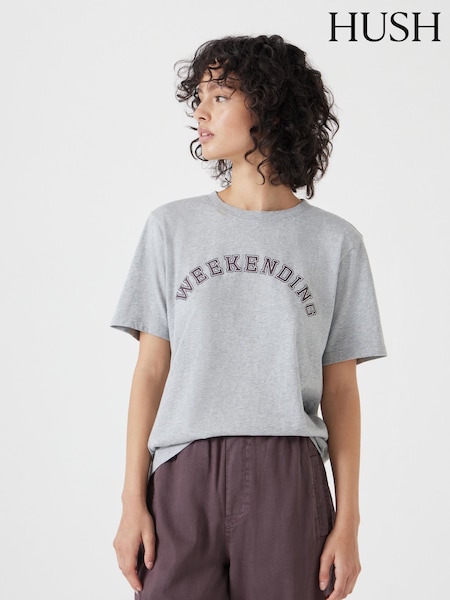 Hush Grey 100% Cotton Weekending Graphic T-Shirt (F67389) | £40