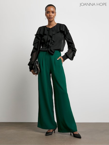 Joanna Hope Green Pleated Wide Leg Trousers (F67434) | £70