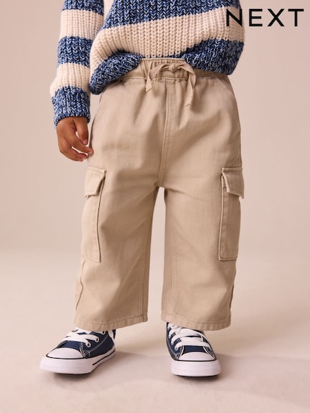 Stone Washed Wide Leg Cargo Trousers (3mths-7yrs) (F67450) | £13 - £15