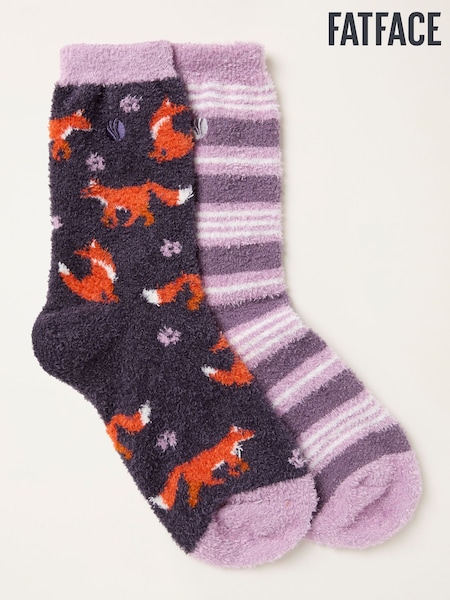 FatFace Purple Fox 2 Pairs of Fluvia Socks (F67471) | £16