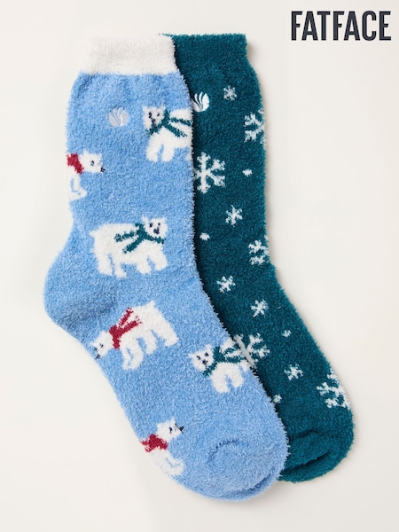 FatFace Blue Polar Bear 2 Pairs of Fluvia Socks (F67476) | £16