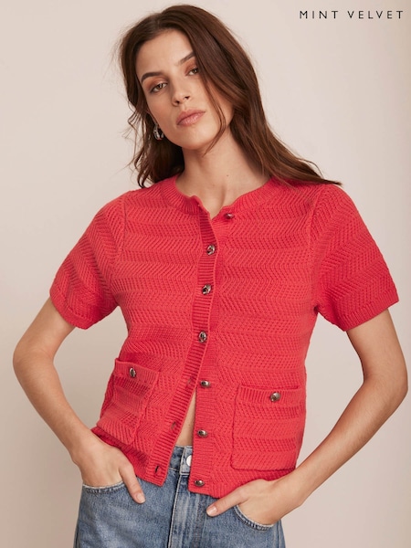 Mint Velvet Red Textured Top (F67489) | £89