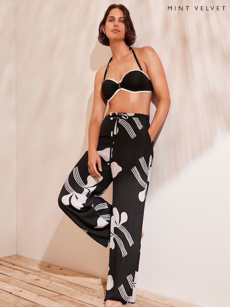Mint Velvet Black Graphic Print Trousers (F67504) | £99