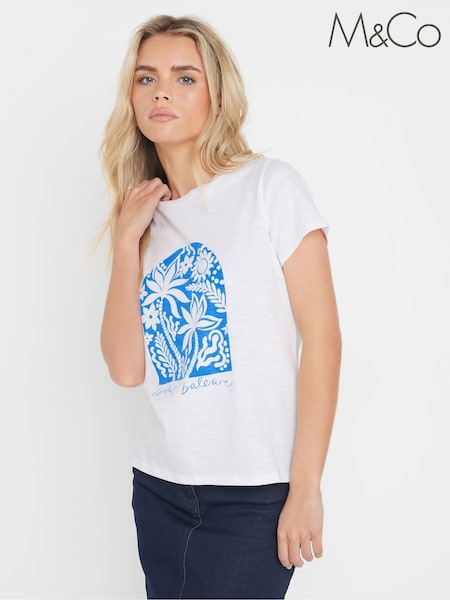 M&Co White Petite Crew Neck T-Shirt (F67570) | £20