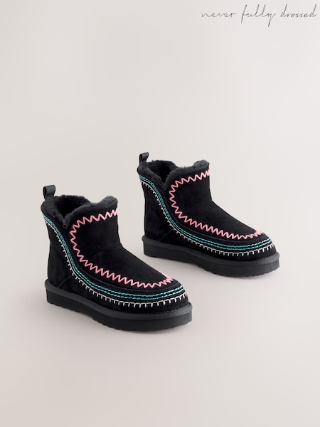 Never Fully Dressed Black Suede Leather Boots (F67583) | £79