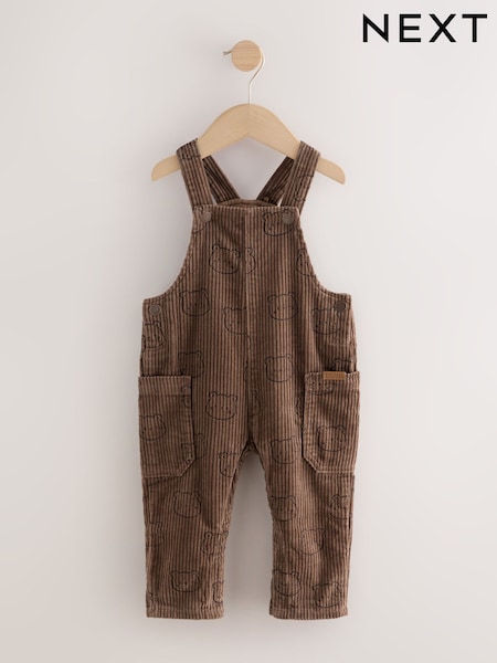 Brown Bear Print Corduroy Dungarees (3mths-7yrs) (F67594) | £22 - £26