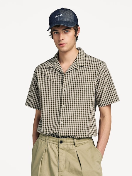 Universal Works Brown Road Shirt Dobby Check (F67702) | £160
