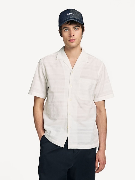 Universal Works White Minari Deffe Self Stripe Shirt (F67704) | £180