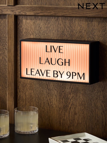 Black Live Laugh Leave Light Up Box Wall Art (F67751) | £32
