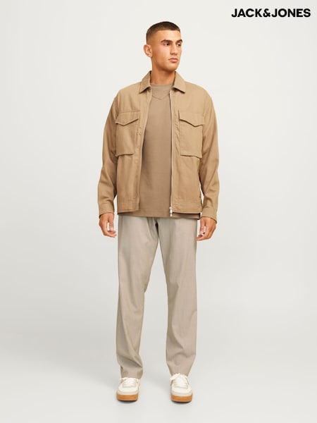 JACK & JONES Cream/Natural Drawstring Relaxed Fit Trousers (F67779) | £40