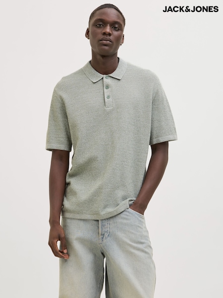 JACK & JONES Green Knitted Polo Top (F67785) | £25