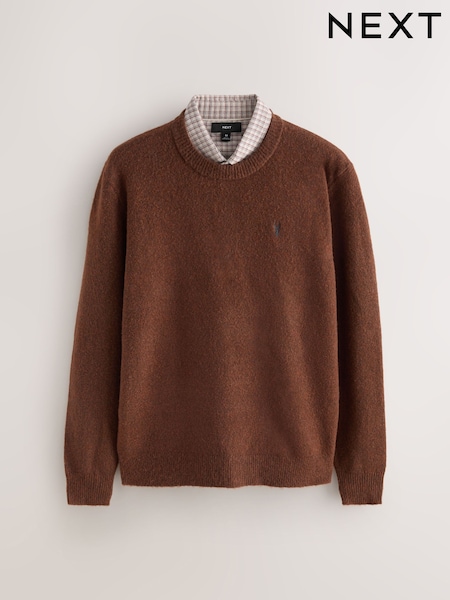 Rust Brown Regular Fit Mock Shirt Jumper (F67841) | £32