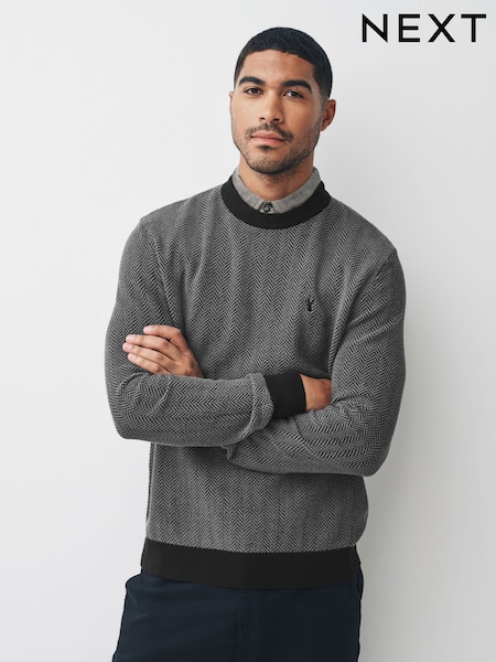 Charcoal Grey Regular Fit Mock Shirt Jumper (F67848) | £42