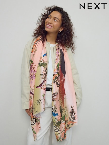 Pink Terranium Print Kew Collection Lightweight Scarf (F67856) | £24