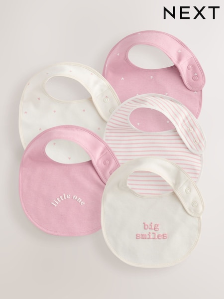 Pink Heart Baby Bibs 5 Pack (F67895) | £11