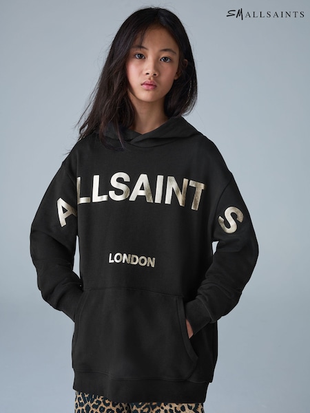 smALLSAINTS Black/Gold Biggy Oversized Pullover Hoodie (F68077) | £36 - £40