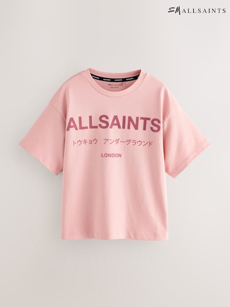 smALLSAINTS Mid Pink Oversized Girls Underground Crew T-Shirt (F68082) | £22 - £26