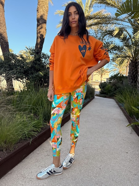 Never Fully Dressed Orange Cotton Embroidered Sweatshirt (F68089) | £59
