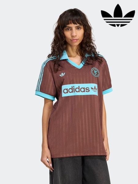 adidas Originals Brown Graphic Football Inspired T-Shirt (F68182) | £40