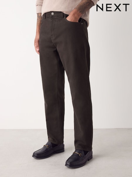 Chocolate Brown Regular Tapered Fit Vintage Wash Denim Jeans (F68222) | £32