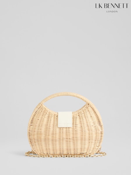 LK Bennett Natural Lulu Straw Rattan Box Grab Bag (F68252) | £110