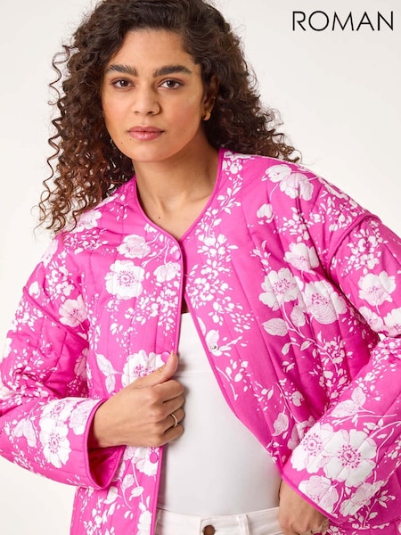 Roman Pink Floral Print 100% Cotton Jacket (F68373) | £65