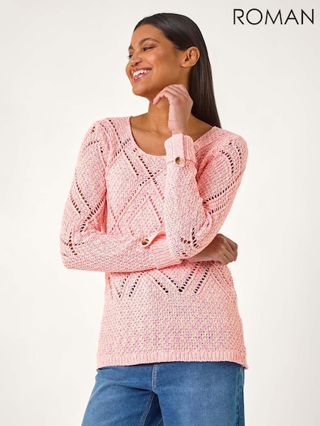 Roman Orange Diamond Textured Crochet Jumper (F68386) | £42