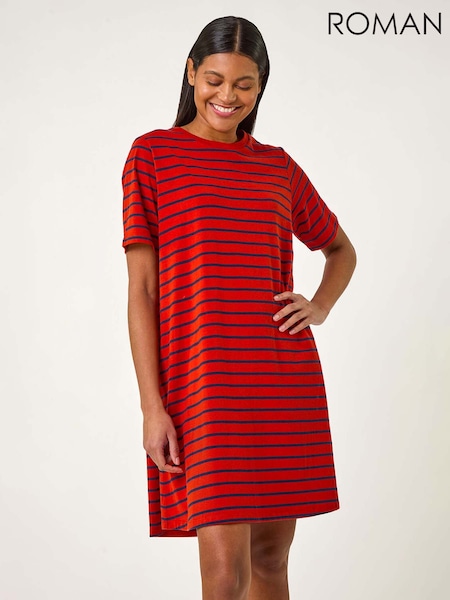 Roman Red Stripe Stretch T-Shirt Dress (F68401) | £42