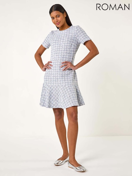 Roman Purple Textured Stretch Frill Hem Dress (F68407) | £50