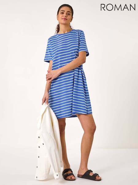 Roman Blue Stripe Stretch T-Shirt Dress (F68412) | £42