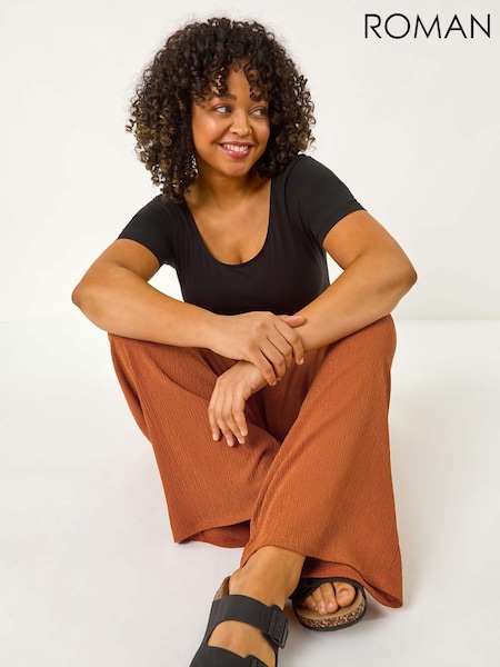 Roman Brown Curve Textured Stretch Trousers (F68448) | £36