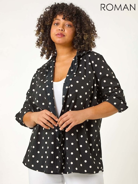Roman Black Curve Spot Print Button Shirt (F68461) | £36