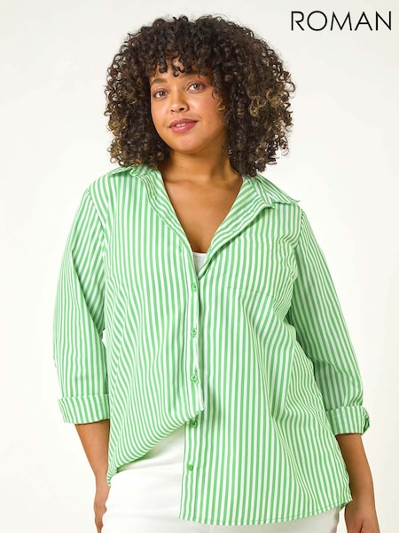 Roman Green Curve Stripe Buttoned Shirt (F68477) | £36