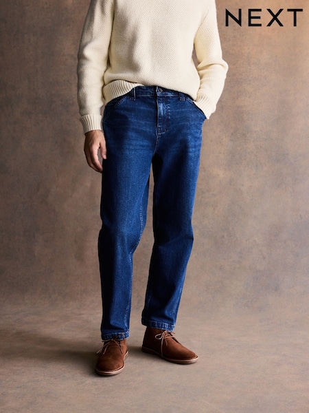 Mid Blue Relaxed Tapered Fit Denim Jeans (F68489) | £32