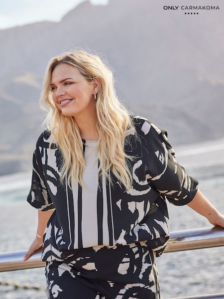 ONLY Curve Black Contrast Stripe Blouse (F68522) | £36