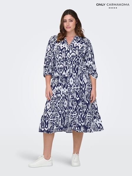 ONLY Curve Blue 3/4 Sleeve Smock Dress (F68524) | £42