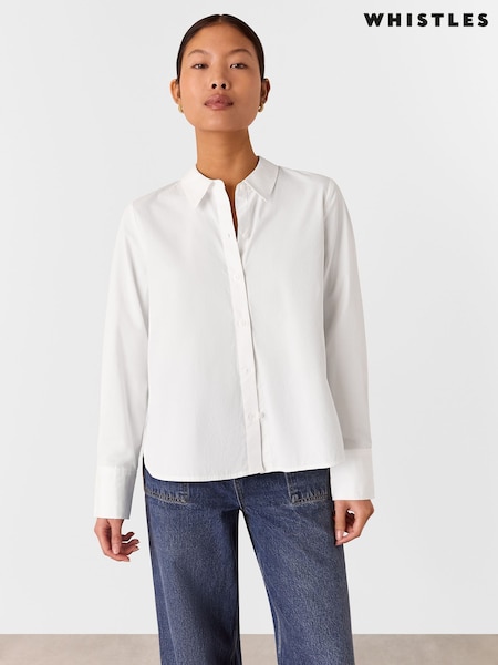 Whistles White Petite Boxy 100% Cotton Shirt (F68574) | £79
