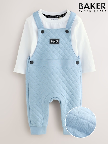 Baker by Ted Baker Blue Quilted Dungarees and T-Shirt Set (F68585) | £38 - £40