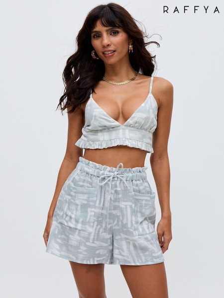 Raffya Cream Bonnie Blue Printed Top (F68605) | £49