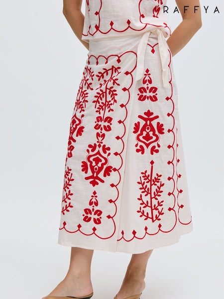 Raffya White Freya Co-Ord 100% Cotton Skirt (F68619) | £85