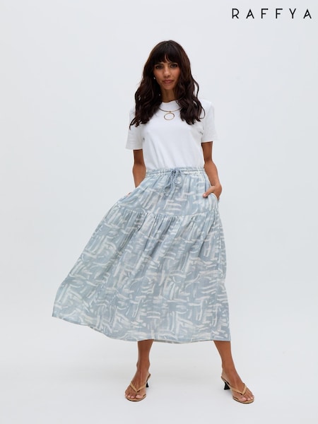 Raffya Cream Bonnie Printed Co-Ord Skirt (F68636) | £89