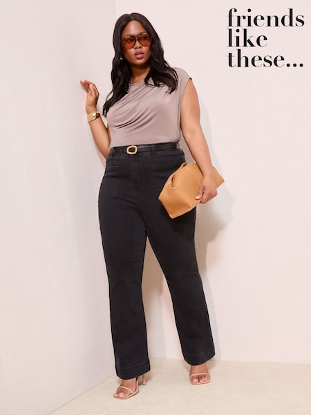 Friends Like These Black Curve Millie Mackintosh High Waist Pocket Flare Jeans (F68745) | £39