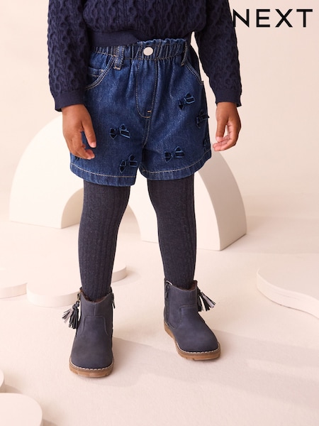 Blue Denim Denim Bow Shorts and Tights (3mths-7yrs) (F68751) | £17 - £21