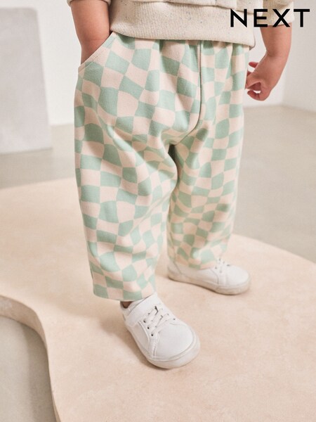Mint Green Checkerboard Barrel Leg Trousers (3mths-7yrs) (F68764) | £8 - £10