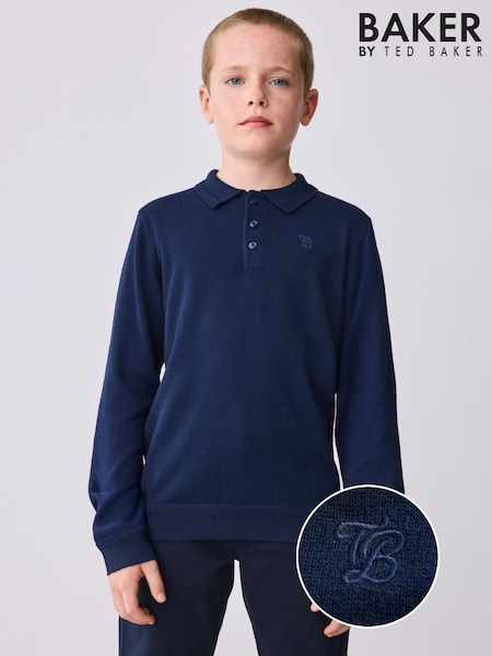 Baker by Ted Baker Knitted Navy Polo Shirt (F68821) | £24 - £30