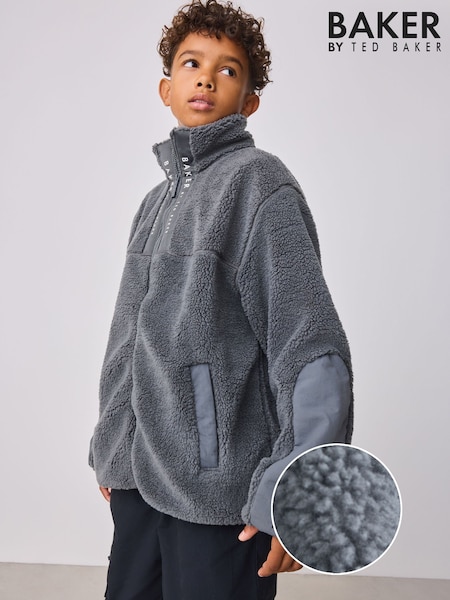 Baker by Ted Baker Grey Borg Zip Through Fleece (F68822) | £35 - £42